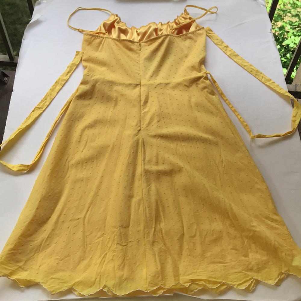 Vintage 90 Y2K Betsey Johnson Yellow Lace Milkmaid Coquette Fairy Dress Yellow 8 - Picture 11 of 17
